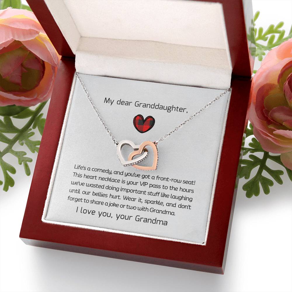 Grandma's Laughter Legacy: Interlocking Heart Necklace for Granddaughter