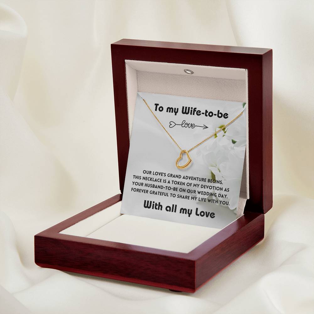 To my Wife to be - Wedding Gift from Husband - Delicate Heart Gold Necklace