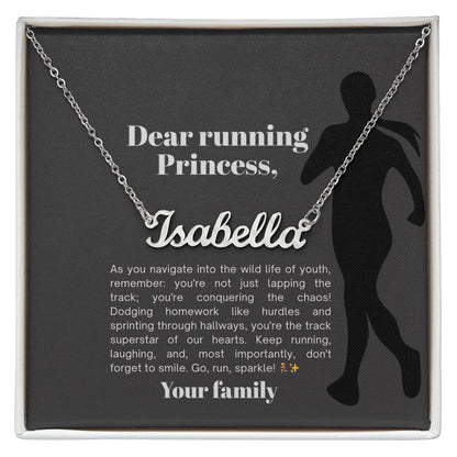 Runway Royalty: Personalized Name Necklace for Running Princesses