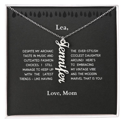 The Coolest Daughter Necklace from Mom and Dad (Personalize message)