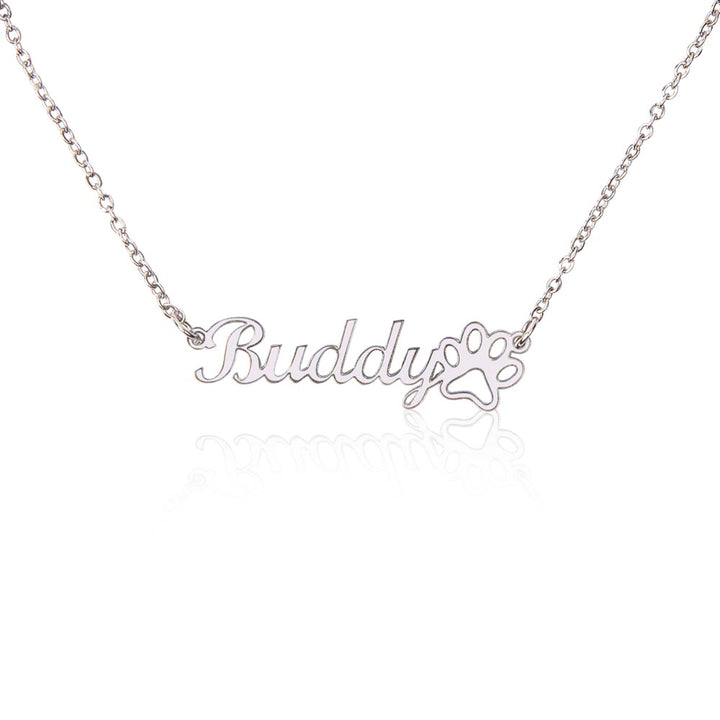 Paw name necklace