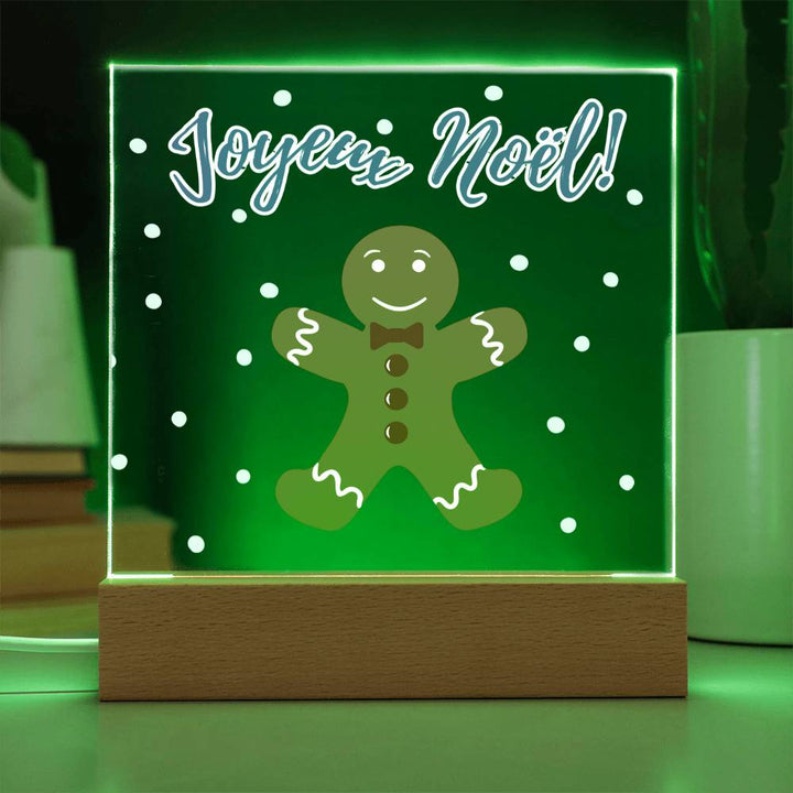 Very cute Man cookie LED Christmas light - Joyeux Noel - Square Acrylic Plaque