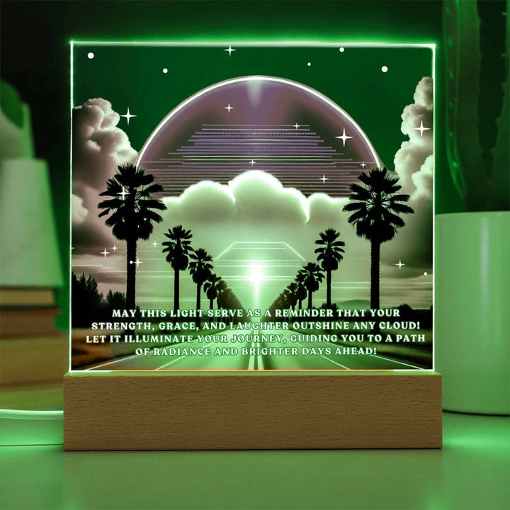 Retrowave Radiance: Inspirational Sunset Glow LED Plaque