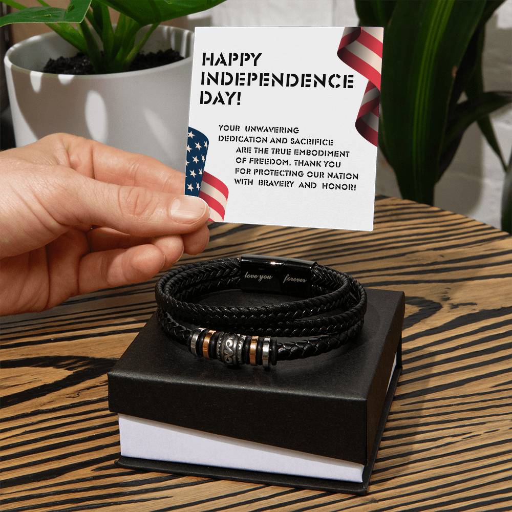 Happy Independence Day - Thank you for protecting our Nation - Love You Bracelet