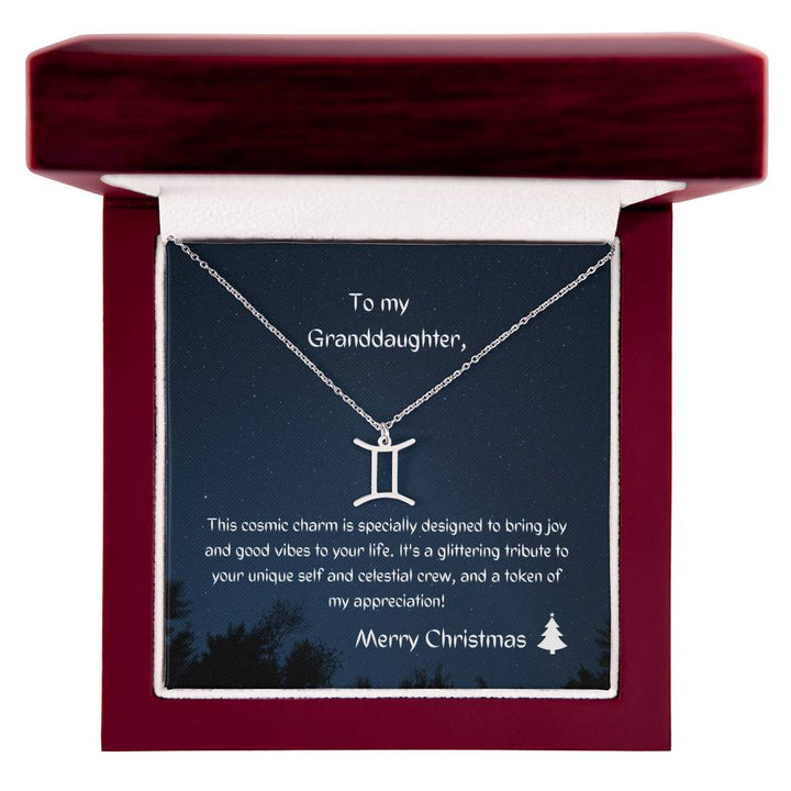To my Granddaughter - Beautiful Zodiac Necklace with Christmas message card