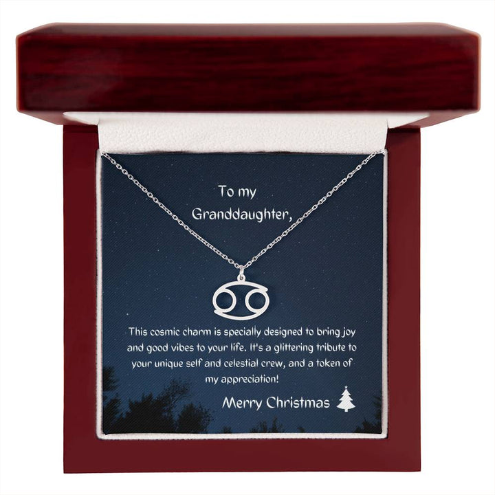 To my Granddaughter - Beautiful Zodiac Necklace with Christmas message card