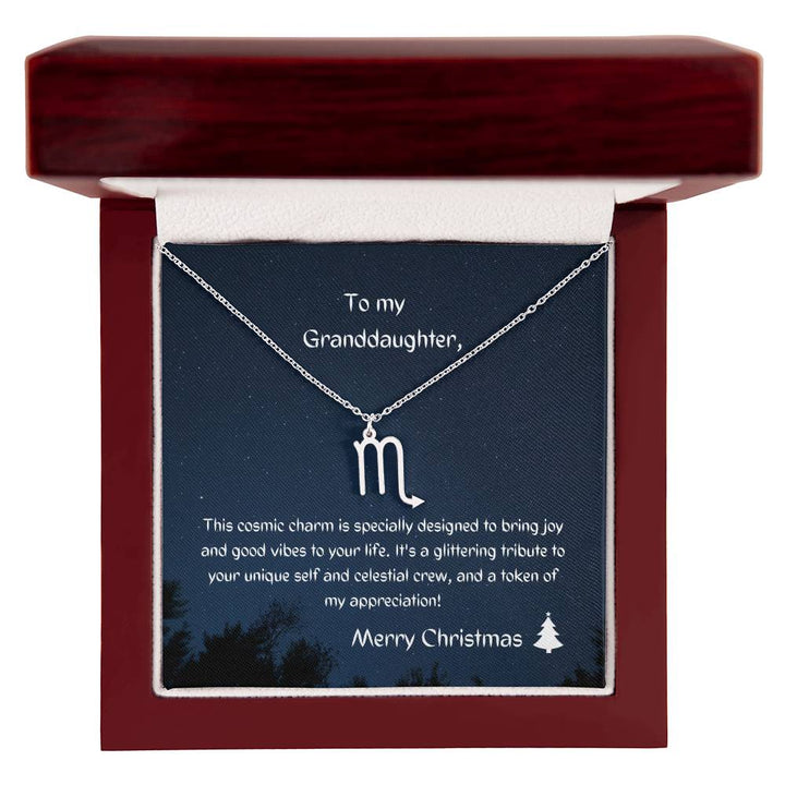 To my Granddaughter - Beautiful Zodiac Necklace with Christmas message card