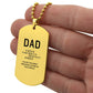 Dad - You're the most Amazing Father - Personalizable Engraved Dog Tag Necklace