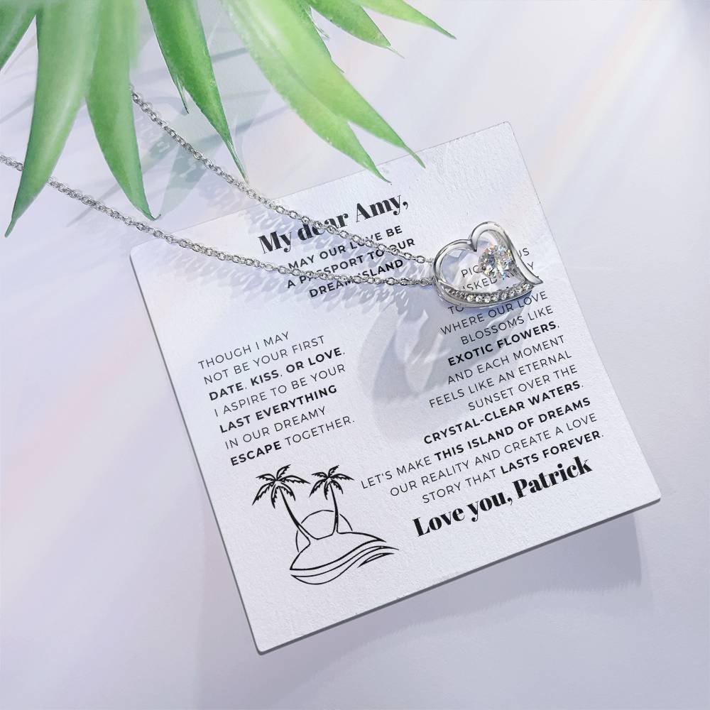 ETERNAL ISLAND LOVE Necklace and  Card personalizable