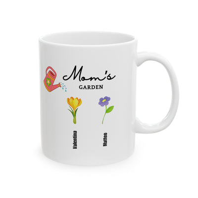 MOM'S GARDEN Ceramic Mug, Personalizable