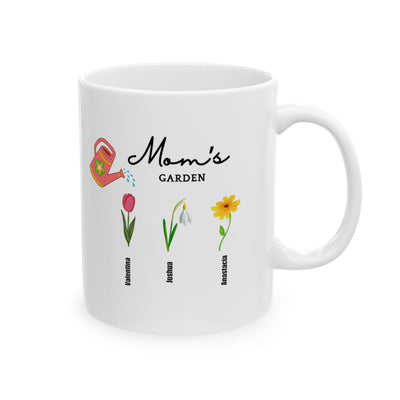 MOM'S GARDEN Ceramic Mug, Personalizable