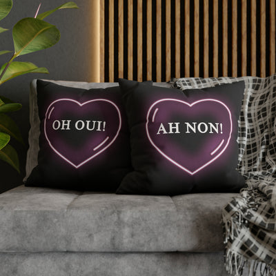 Love Mood Fantasy OH OUI! or AH NON! Spun Polyester Square Pillow