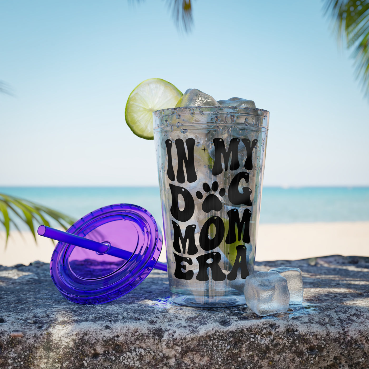 "IN MY DOG MOM ERA" Sunsplash Tumbler with Straw, 16oz: 40%OFF on the second PURCHASED