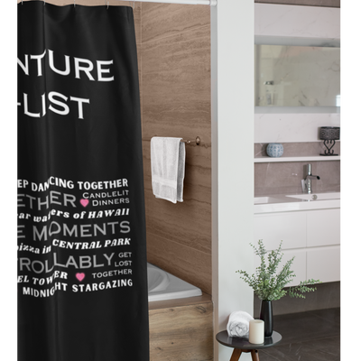 LOVE TO-DO LIST Black Shower Curtains