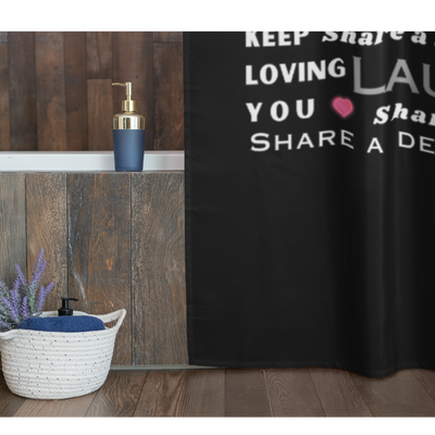 LOVE TO-DO LIST Black Shower Curtains