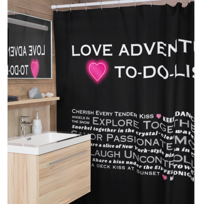 LOVE TO-DO LIST Black Shower Curtains