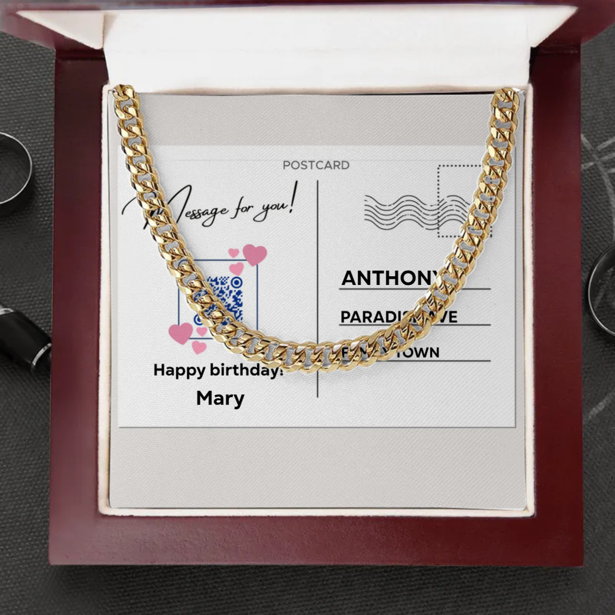 WE'RE HAVING A BABY! Hidden Message for Future Dads - Cuban Link Chain - Luxury Box