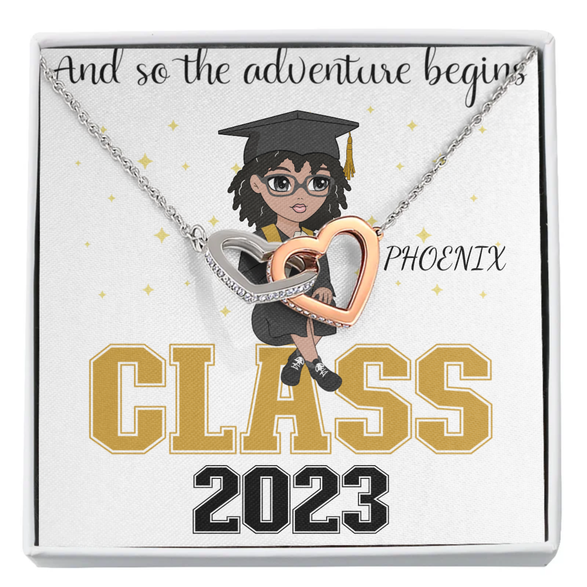 Graduation - CUSTOMIZE IT - And so the Adventure begins...  Interlocking Hearts Necklace