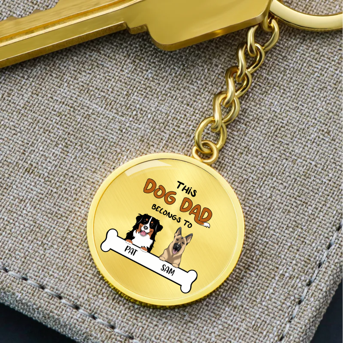 DOG DAD - CUSTOMIZE IT - Circle Pendant with Keychain