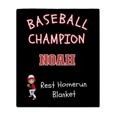 Personalizable Plush Blanket: BASEBALL CHAMPION REST HOMERUN BLANKET - 50x60in