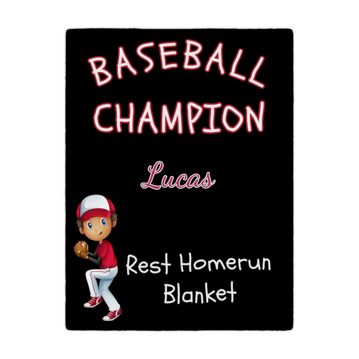 Personalizable Plush Blanket: BASEBALL CHAMPION REST HOMERUN BLANKET - 30x40in