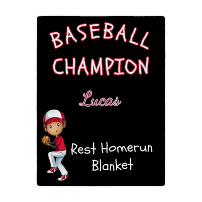 Personalizable Plush Blanket: BASEBALL CHAMPION REST HOMERUN BLANKET - 30x40in