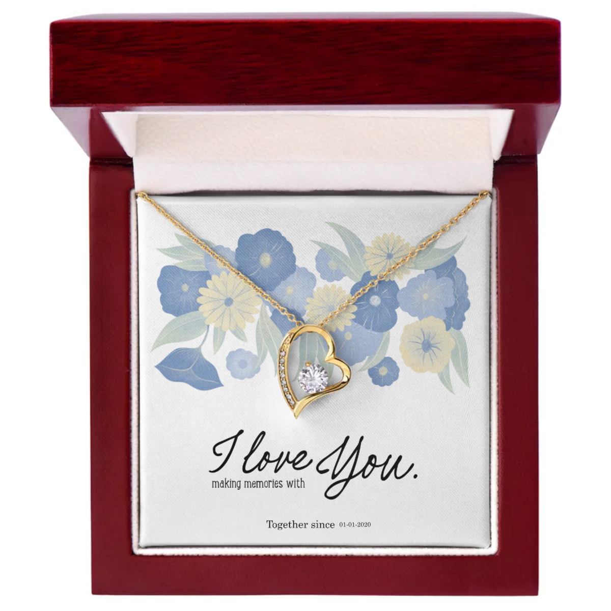 Together Since.... Customizable card Forever Love Necklace - 18k yellow gold finish