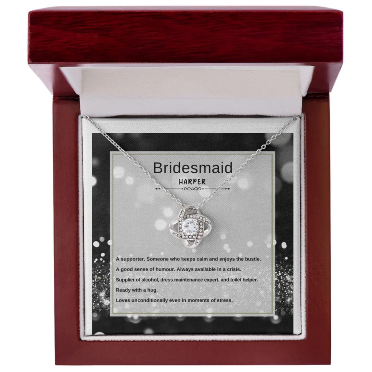 Bridesmaid Noun Personalizable - Love Knot Necklace