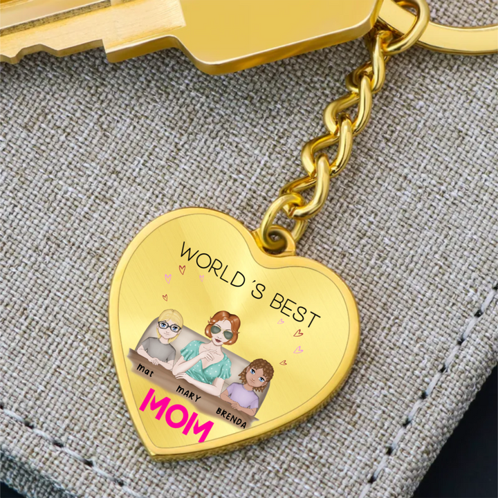 World's Best Mom Personalisable Graphic Heart Keychain