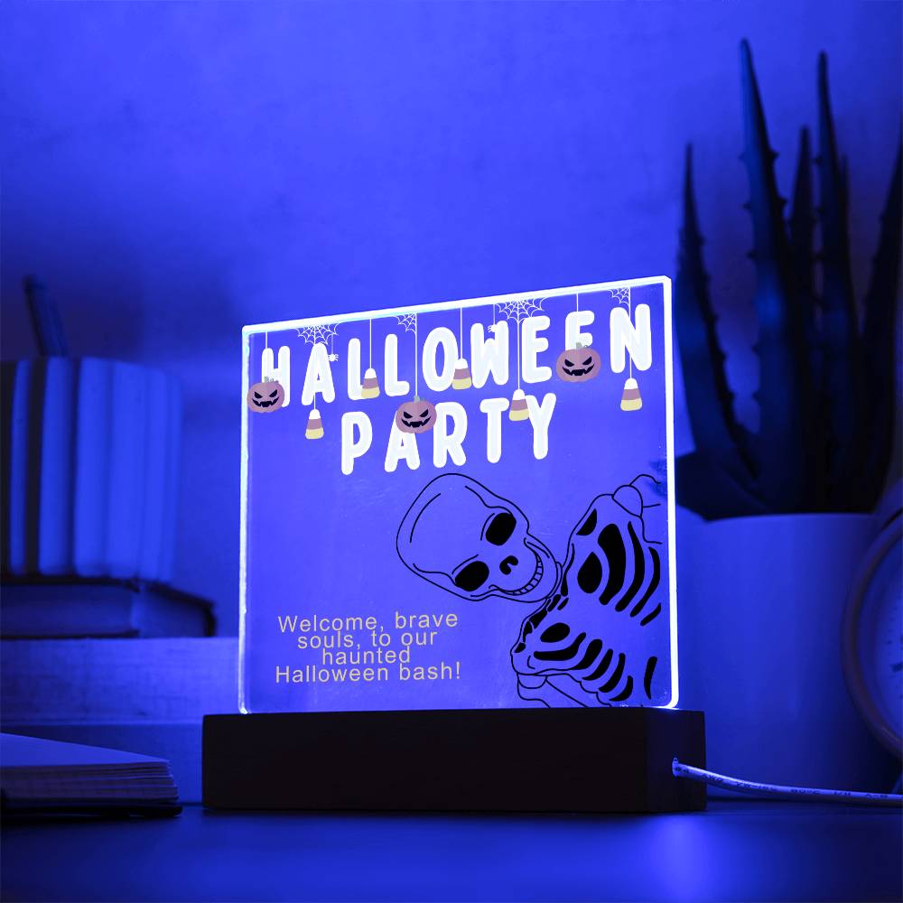 Personalized HALLOWEEN PARTY Acrylic Square Led Light