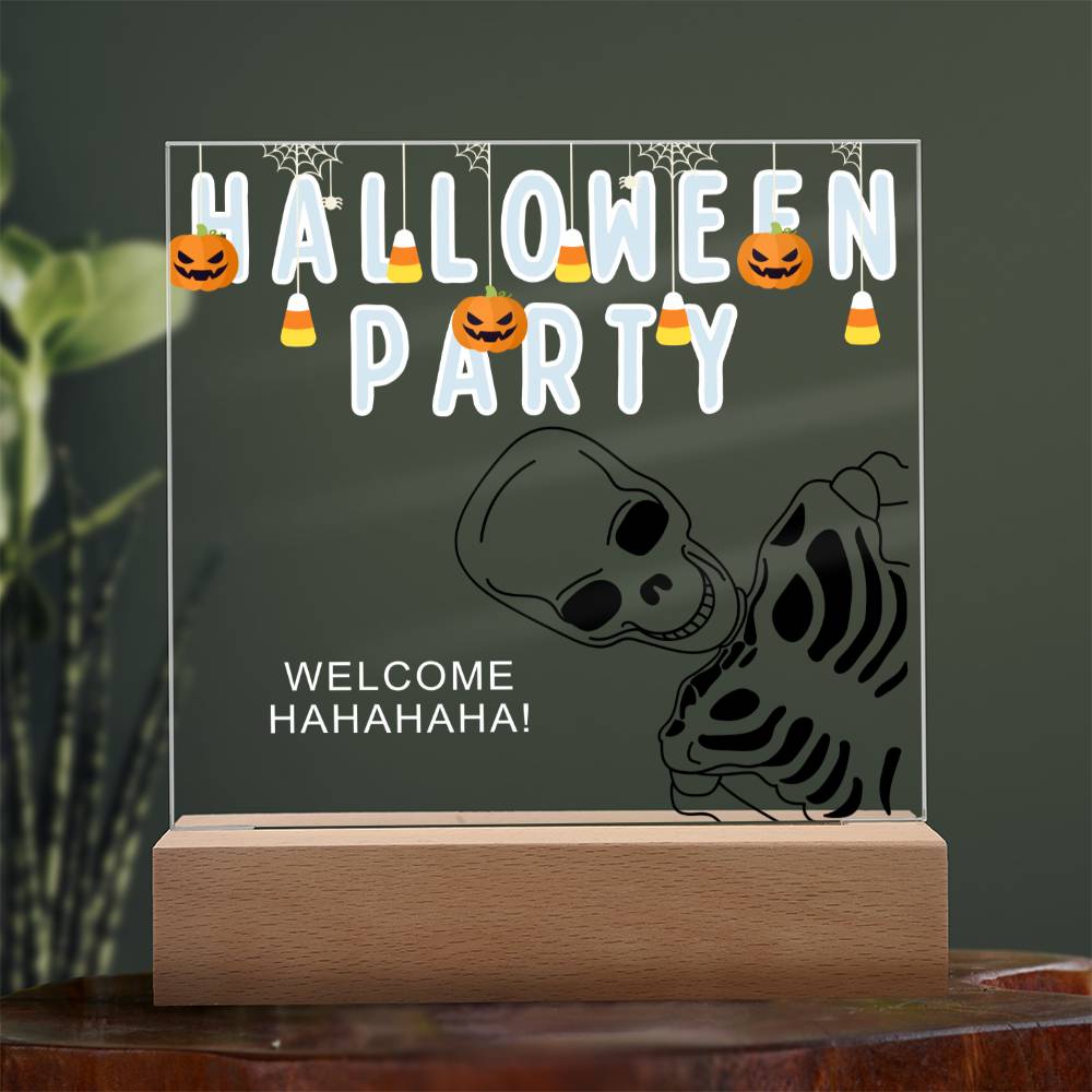 Personalized HALLOWEEN PARTY Acrylic Square Led Light