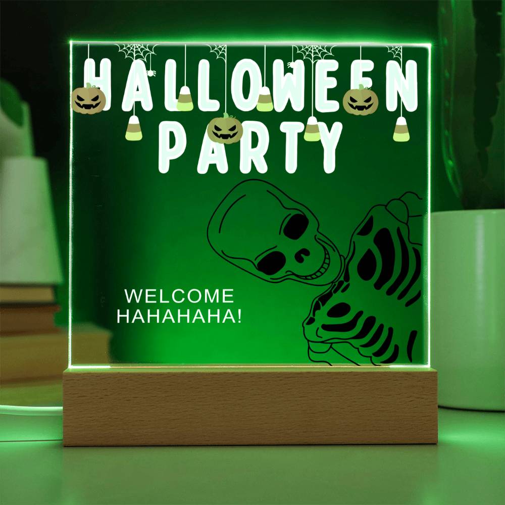 Personalized HALLOWEEN PARTY Acrylic Square Led Light