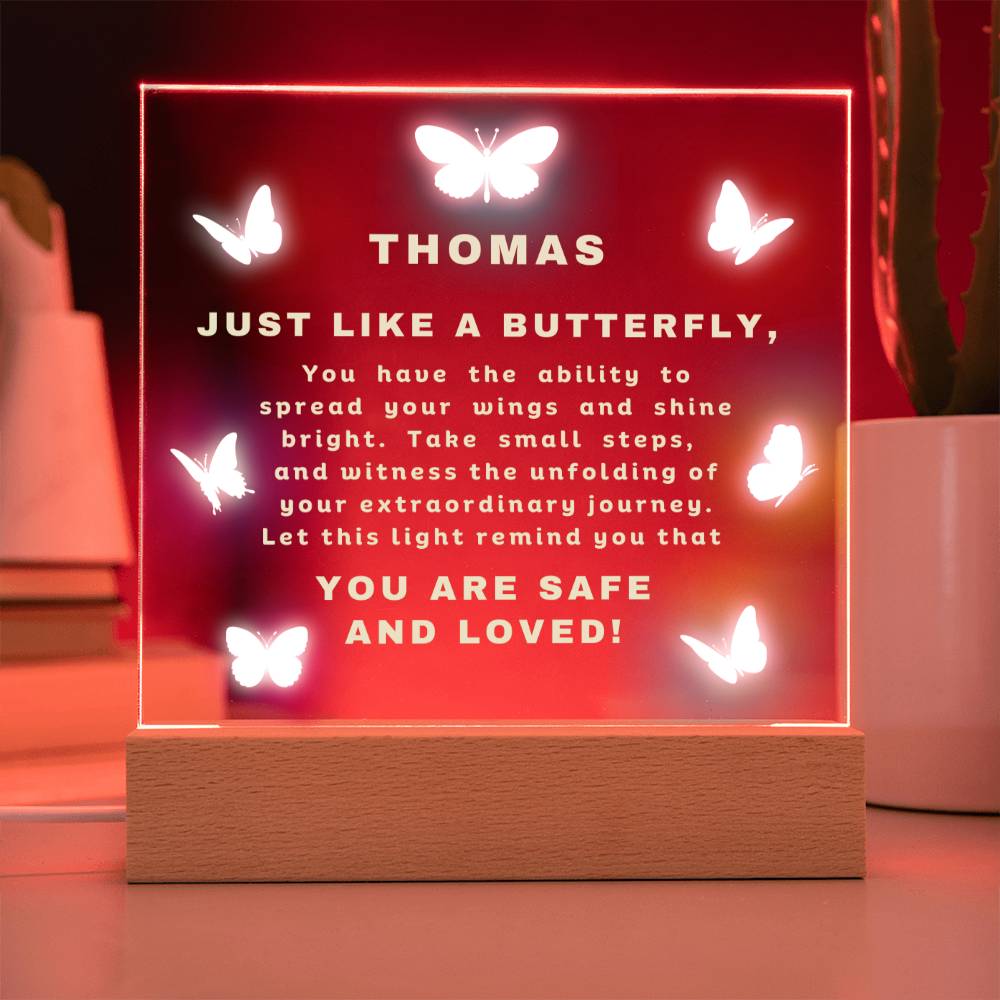 Radiant Wings Personalized Light Plaque 🦋✨