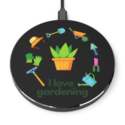 "I love gardening" Black Wireless Charger