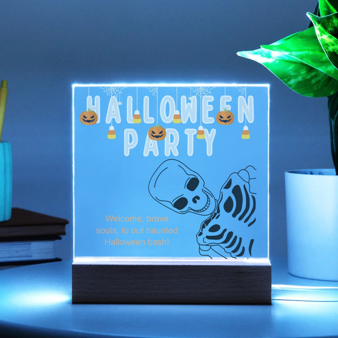 Personalized HALLOWEEN PARTY Acrylic Square Led Light