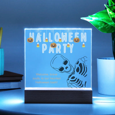 Personalized HALLOWEEN PARTY Acrylic Square Led Light