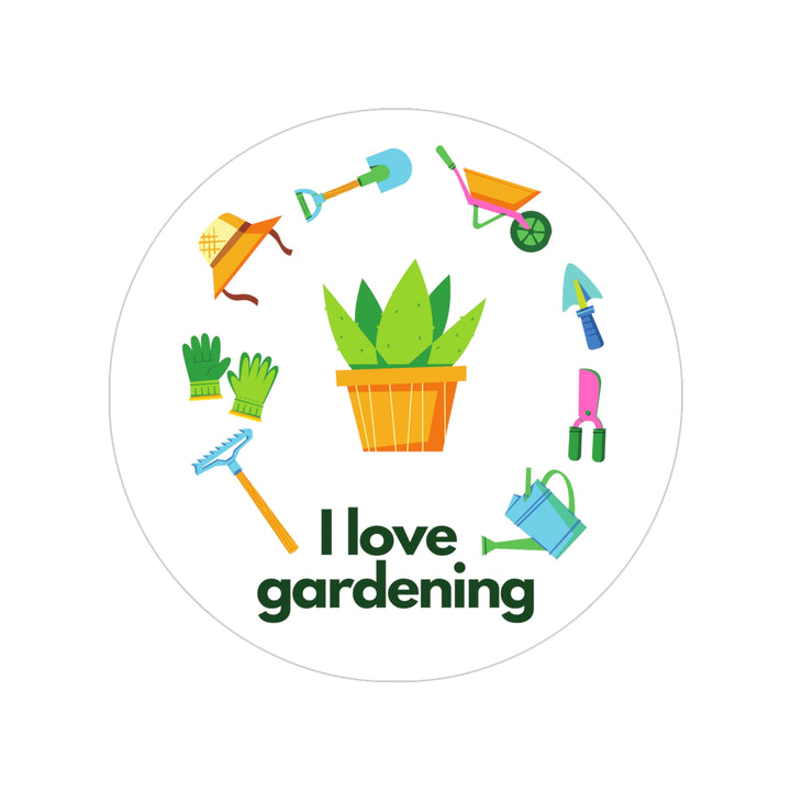 "I Love Gardening" Transparent Outdoor Stickers, Round, 1pcs