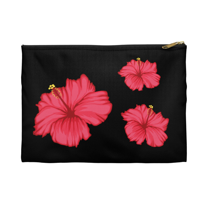 "Red exotic flower" Black Accessory Pouch