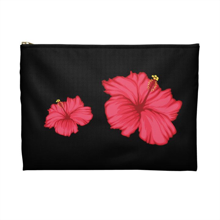 "Red exotic flower" Black Accessory Pouch