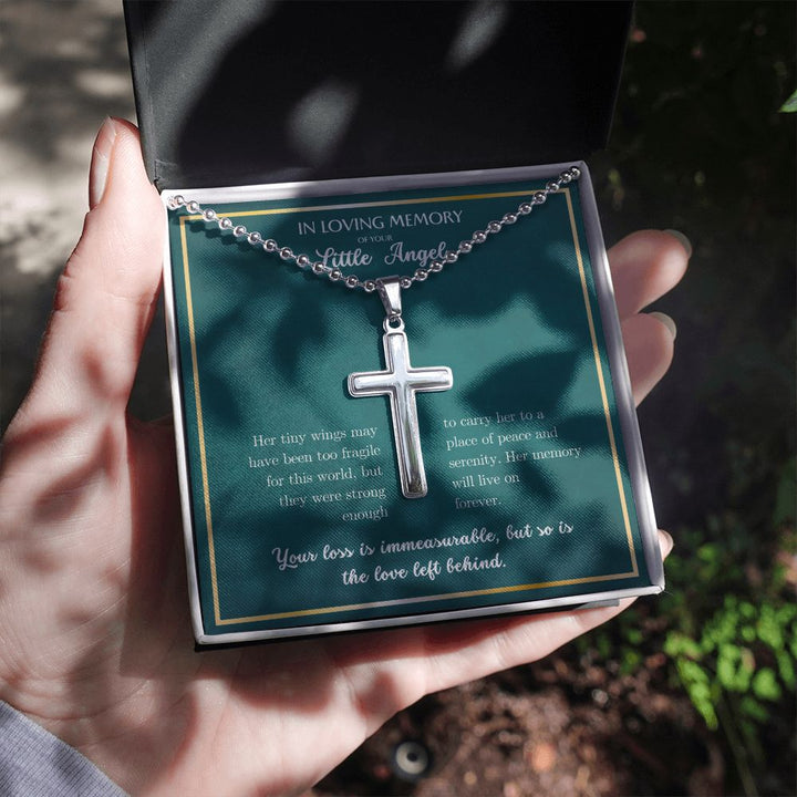 Sympathy Gift Miscarriage, Baby Infant Girl Loss - In loving Memory - Personnalized cross Necklace