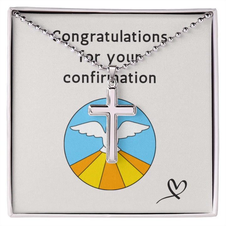 "Confirmation" Stainless Cross Necklace with Ball Chain