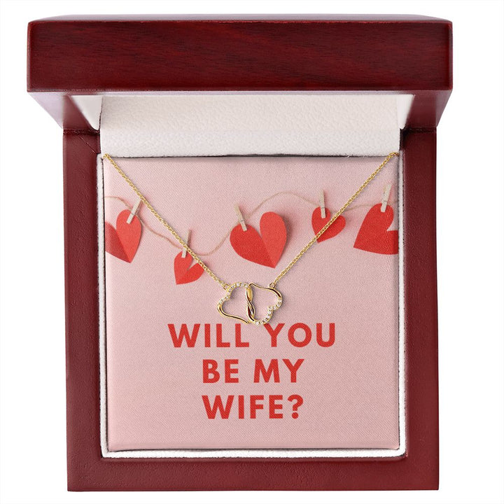 Will you be my Wife? Gold and diamonds hearts Necklace