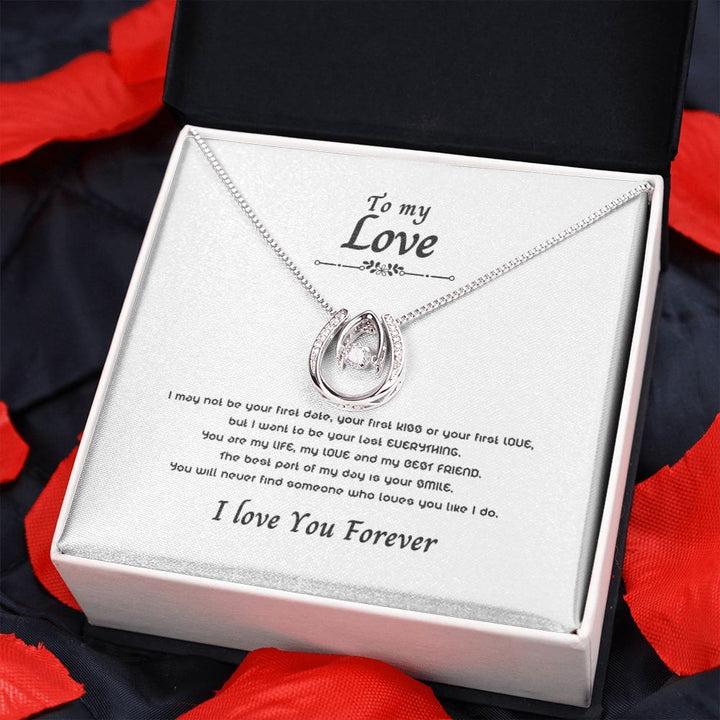 To my Love - You will never find someone who loves you like I do - Lucky Necklace beautiful Cubic Zirconia Crystal and Gold finish