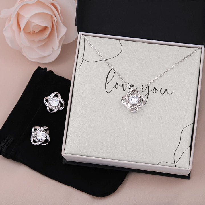 "Love You" Love Knot earring and Necklace Set!