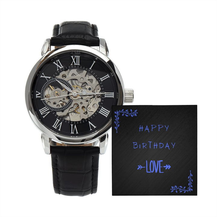 Happy Birthday Black and blue - Men's Openwork Watch