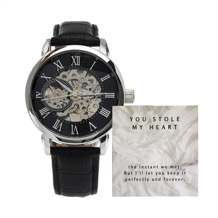 "You Stole my Heart" Men's Openwork Watch