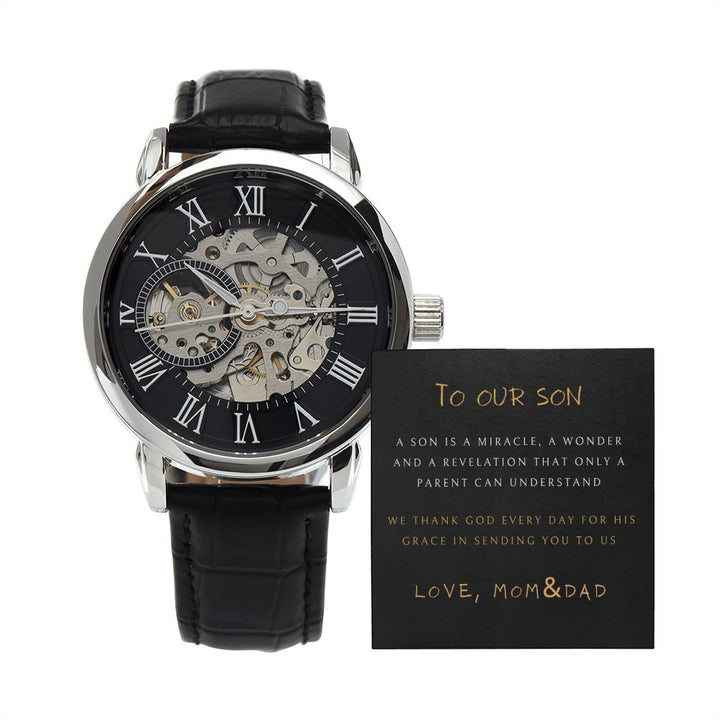 "To our Son" from Mum&Dad Men's Openwork Watch