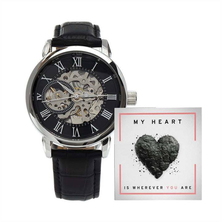 "My Heart is Wherever You are" Men's Openwork Watch