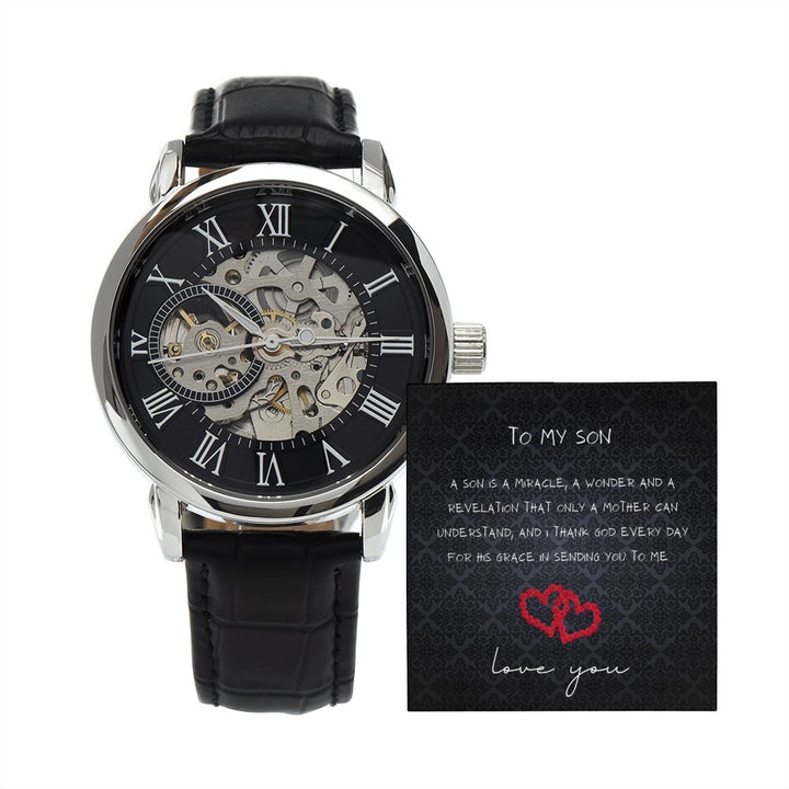 Luxury "To my Son" by Mother Men's Openwork Watch