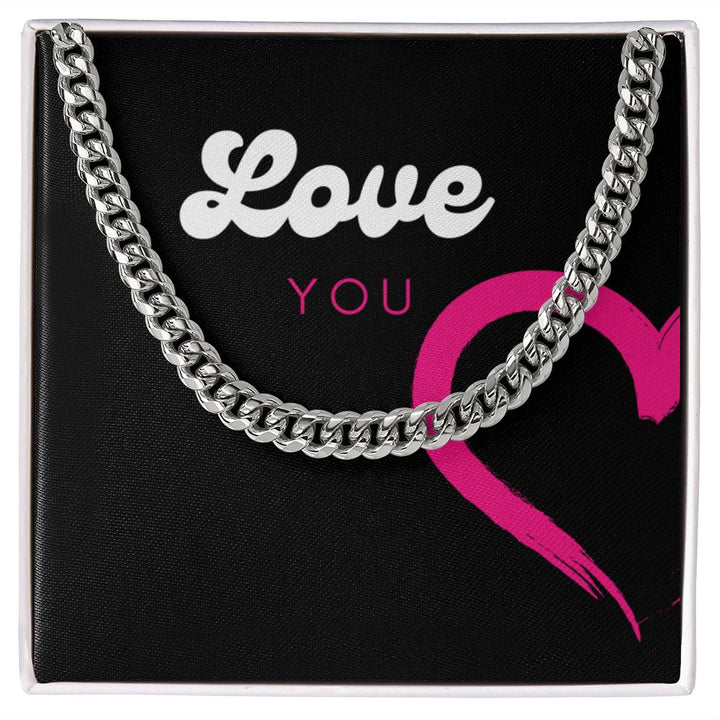 Black "Love you" Cuban Link Chain